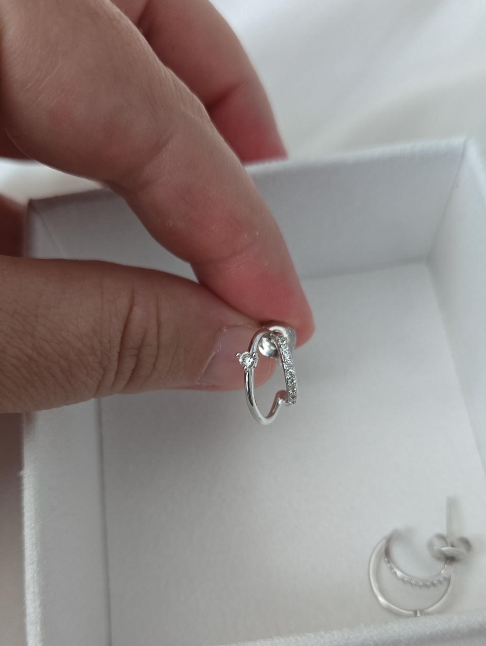 Classic Silver Hoop Earrings with Pavé Crystals
